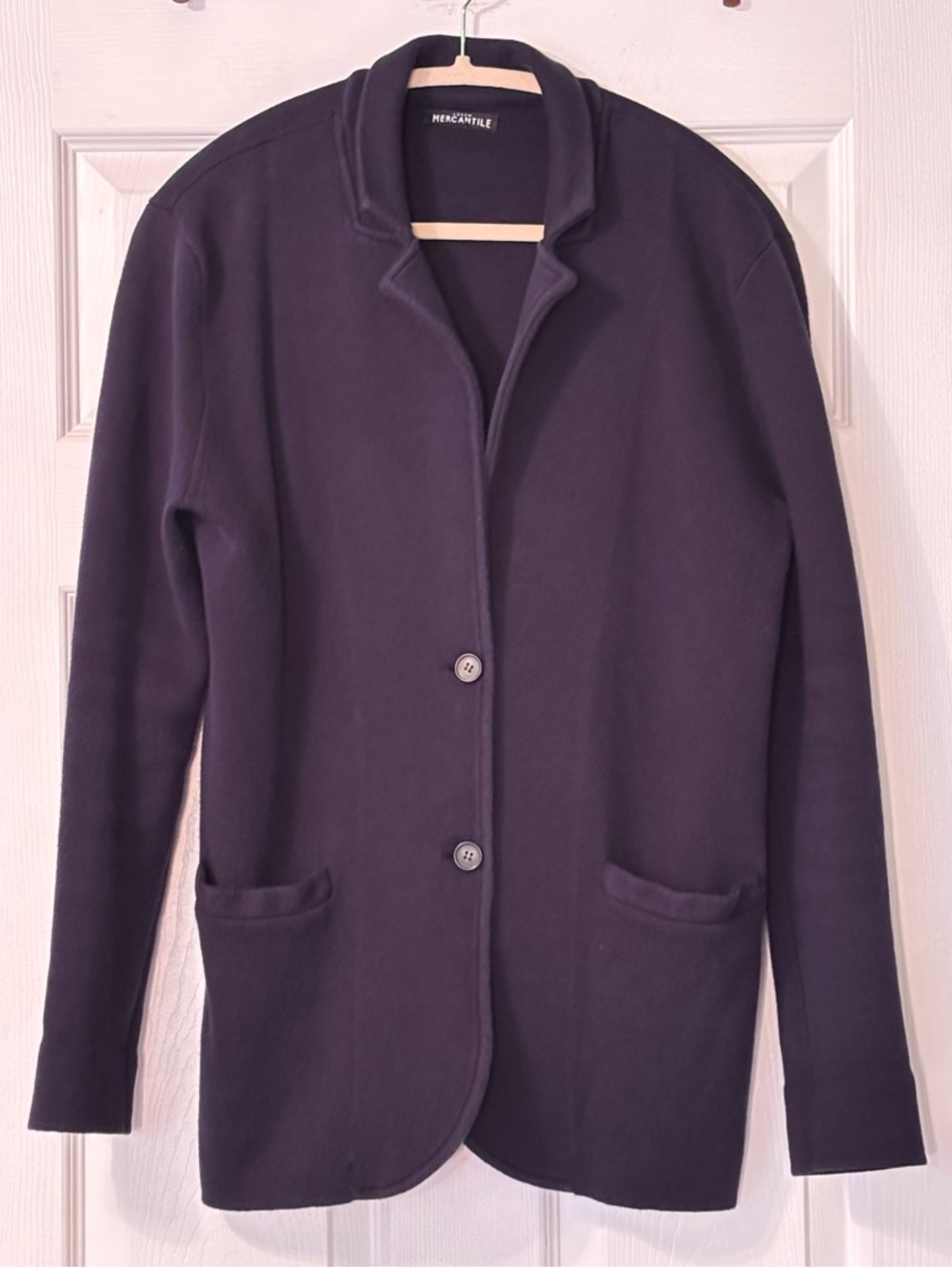 J Crew Navy Cotton Sweater Blazer Size M